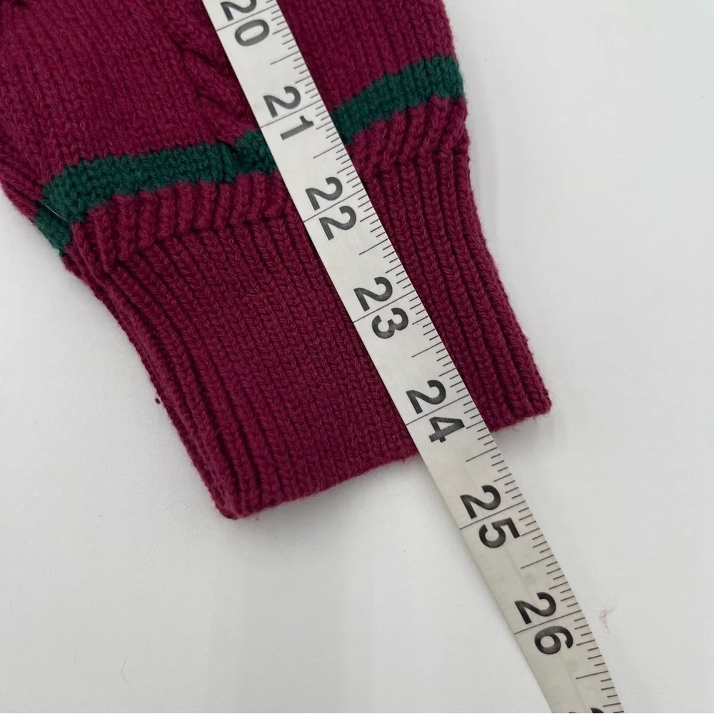 Vintage Gant Hand Framed Maroon Cable Knit V-Neck Sweater Size Medium Adult 90s
